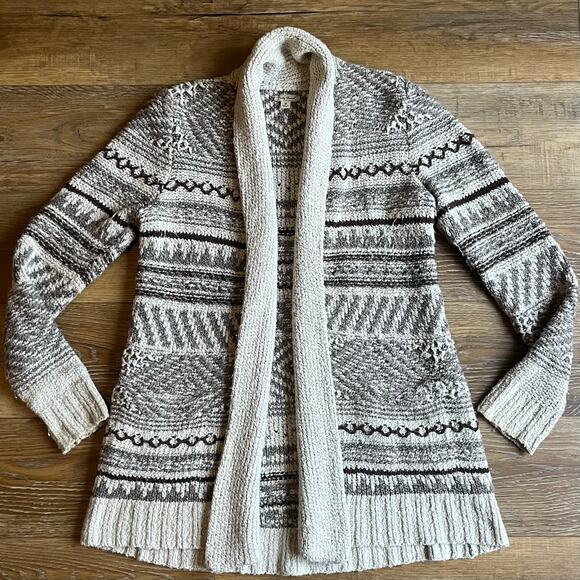 Lucky Brand Sweaters - Lucky Brand Southwestern Wool Knit Cardigan Sweater Womens M Neutral Aztec Boho